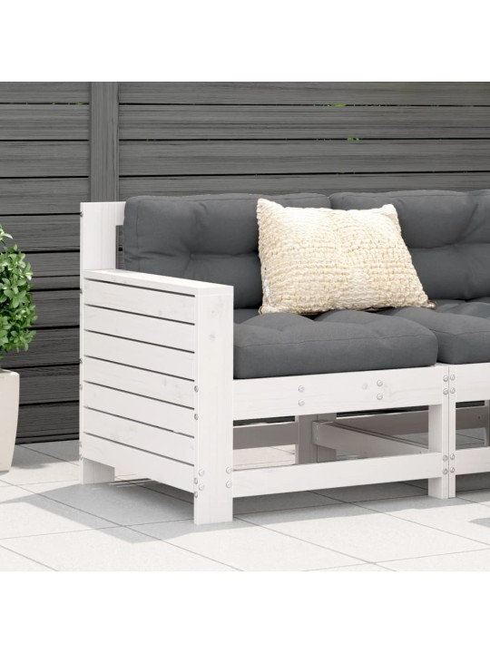 Sodo sofos dalis, balta, 69x62x70,5cm, pušis, su porankiu