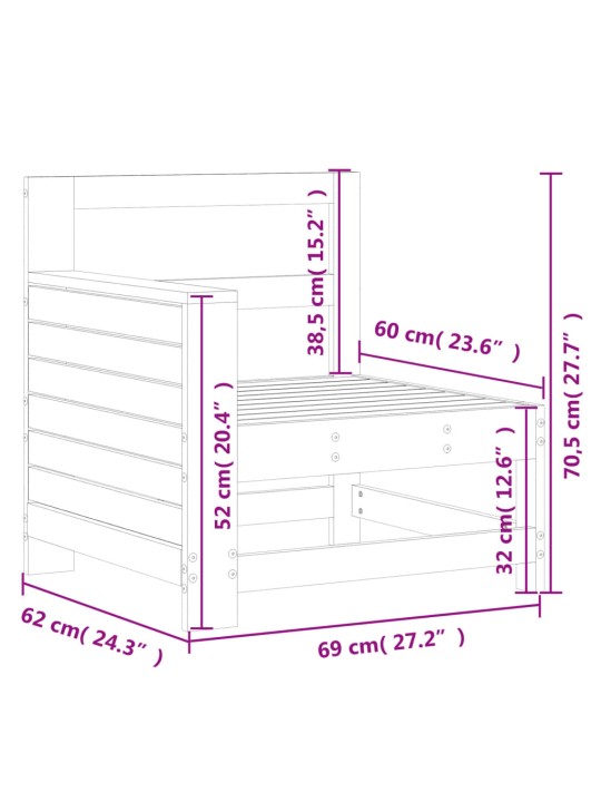 Sodo sofos dalis, 69x62x70,5cm, impregnuota pušis, su porankiu