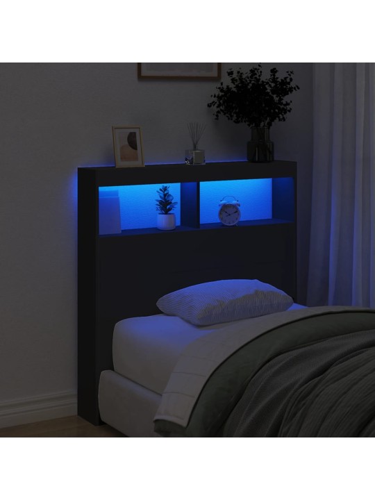 Galvūgalis-spintelė su LED, juodos spalvos, 100x17x102cm