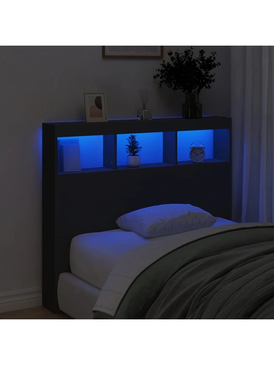 Galvūgalis-spintelė su LED, juodos spalvos, 120x17x102cm