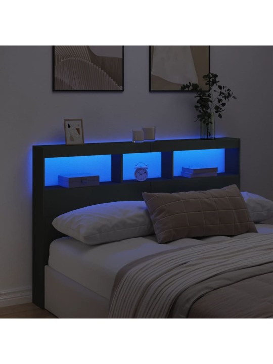 Galvūgalis-spintelė su LED, juodos spalvos, 160x17x102cm