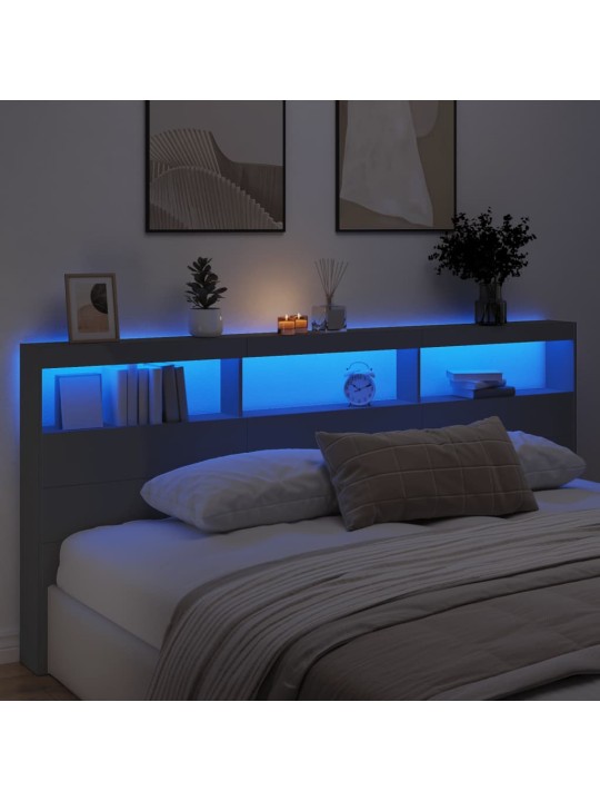 Galvūgalis-spintelė su LED, juodos spalvos, 220x17x102cm