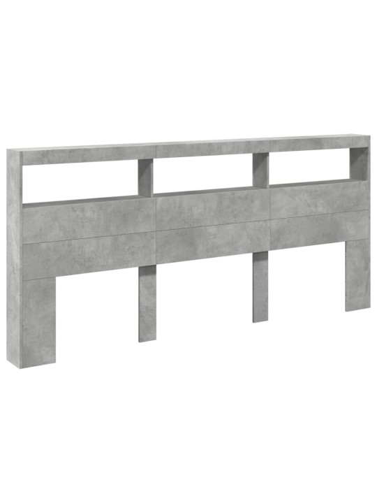 Galvūgalis-spintelė su LED, betono pilkos spalvos, 220x17x102cm