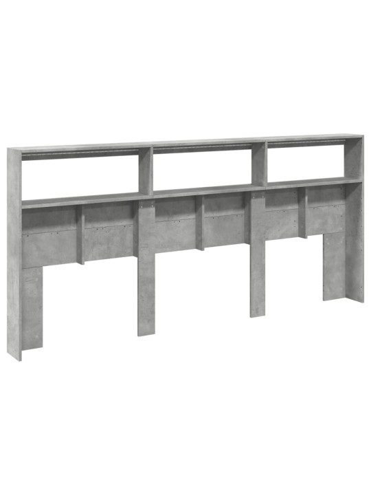 Galvūgalis-spintelė su LED, betono pilkos spalvos, 220x17x102cm