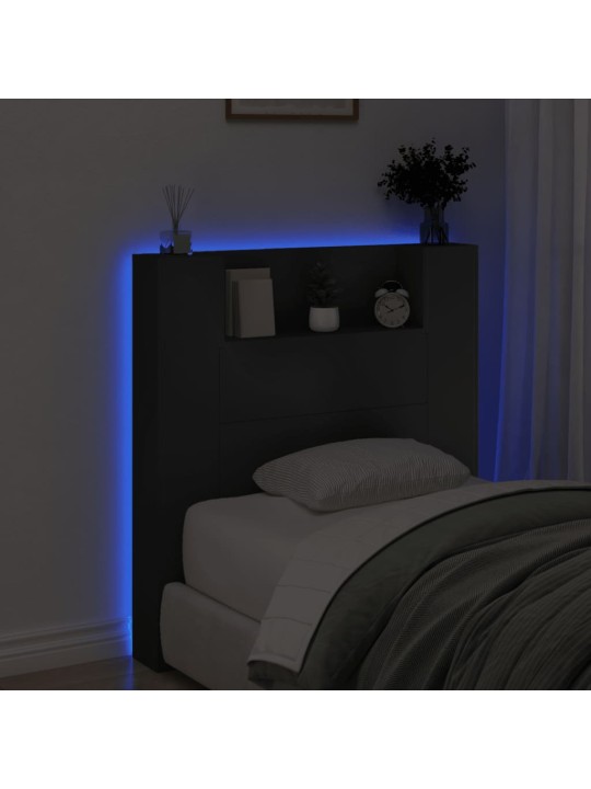Galvūgalis-spintelė su LED, juodos spalvos, 100x16,5x103,5cm
