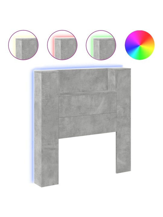 Galvūgalis-spintelė su LED, betono pilkas, 100x16,5x103,5cm