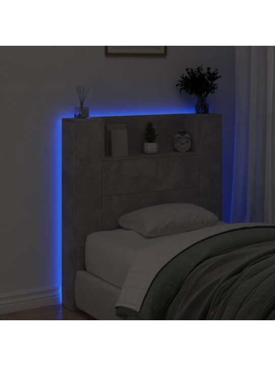 Galvūgalis-spintelė su LED, betono pilkas, 100x16,5x103,5cm