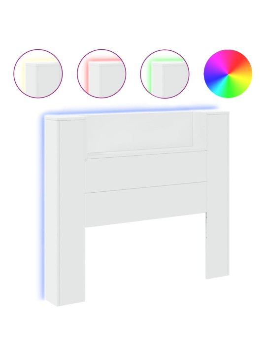 Galvūgalis-spintelė su LED, baltos spalvos, 120x16,5x103,5cm