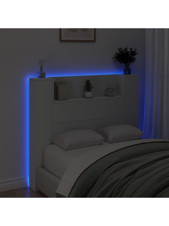 Galvūgalis-spintelė su LED, baltos spalvos, 120x16,5x103,5cm