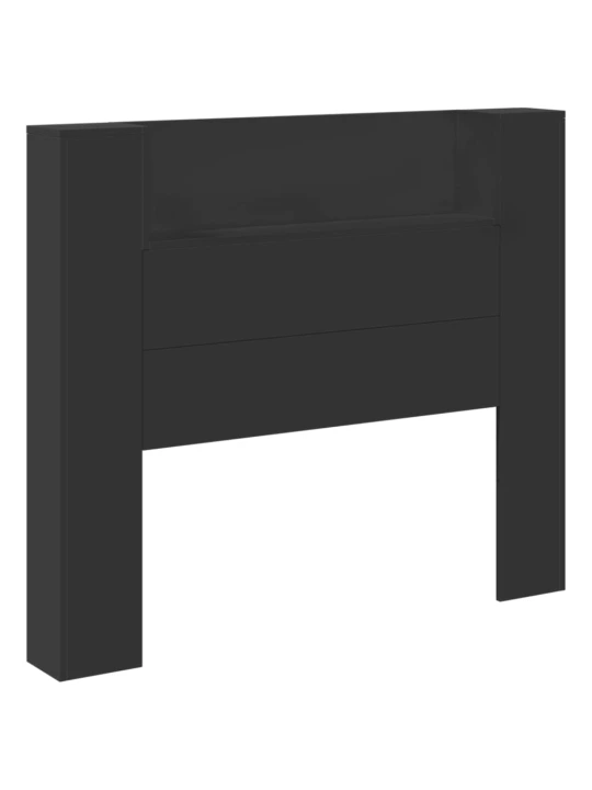 Galvūgalis-spintelė su LED, juodos spalvos, 120x16,5x103,5cm