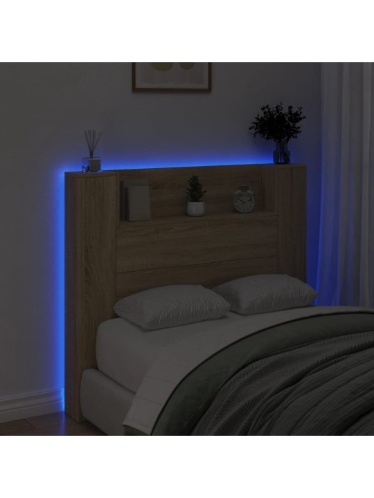 Galvūgalis-spintelė su LED, ąžuolo spalvos, 120x16,5x103,5cm