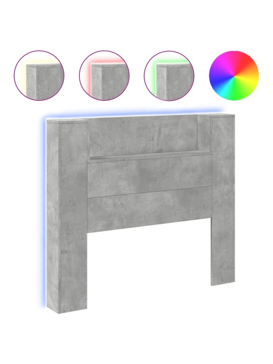Galvūgalis-spintelė su LED, betono pilkas, 120x16,5x103,5cm