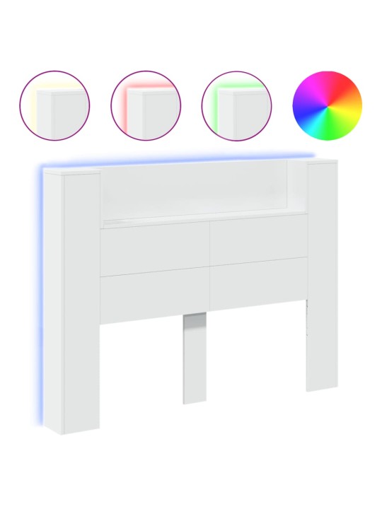 Galvūgalis-spintelė su LED, baltos spalvos, 140x16,5x103,5cm