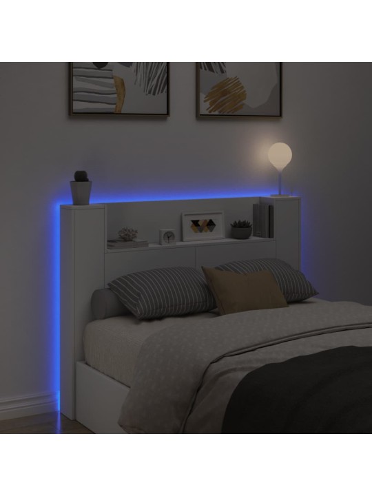 Galvūgalis-spintelė su LED, baltos spalvos, 140x16,5x103,5cm