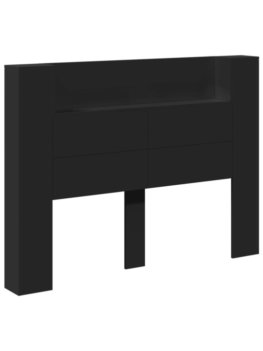 Galvūgalis-spintelė su LED, juodos spalvos, 140x16,5x103,5cm