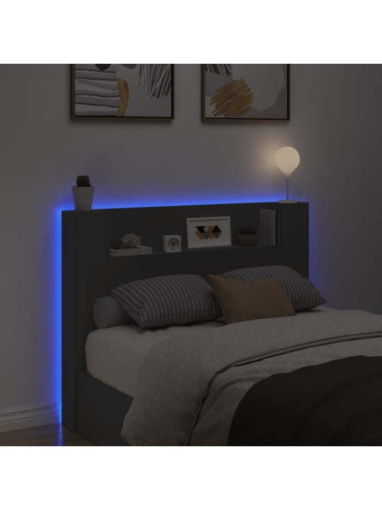 Galvūgalis-spintelė su LED, juodos spalvos, 140x16,5x103,5cm
