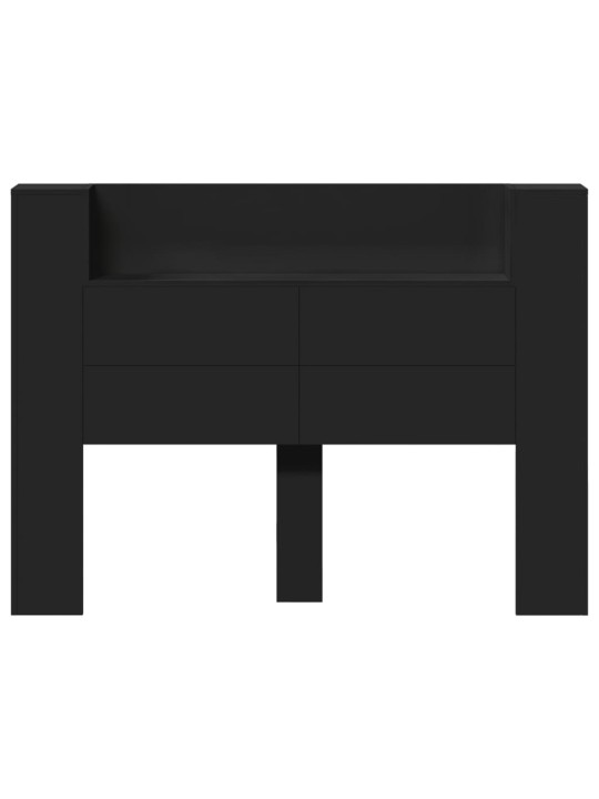 Galvūgalis-spintelė su LED, juodos spalvos, 140x16,5x103,5cm