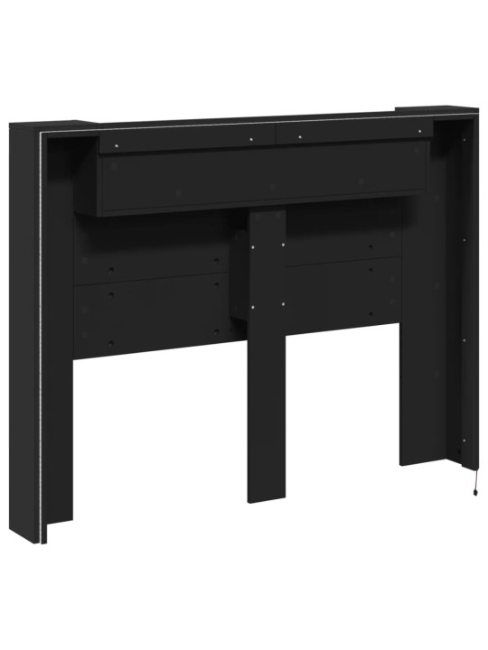 Galvūgalis-spintelė su LED, juodos spalvos, 140x16,5x103,5cm