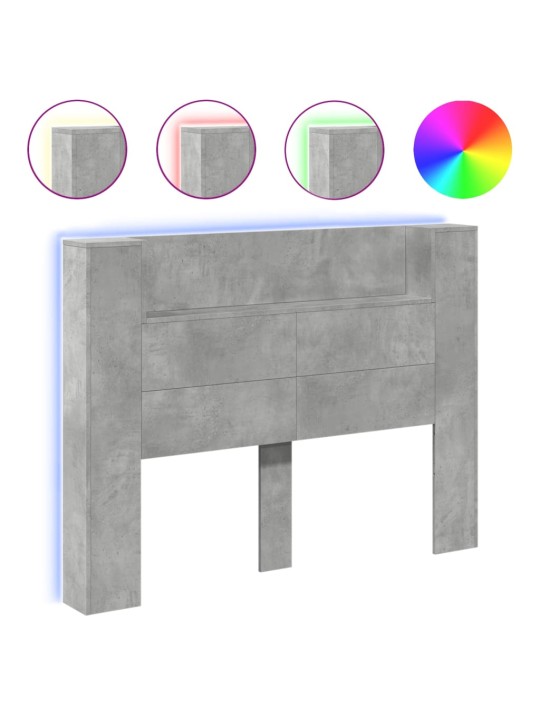 Galvūgalis-spintelė su LED, betono pilkas, 140x16,5x103,5cm