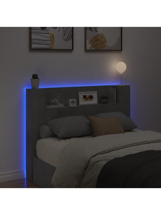 Galvūgalis-spintelė su LED, betono pilkas, 140x16,5x103,5cm