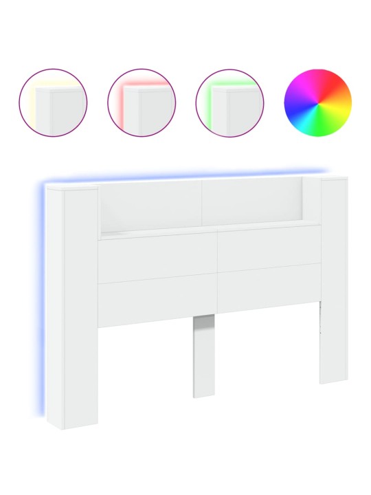 Galvūgalis-spintelė su LED, baltos spalvos, 160x16,5x103,5cm