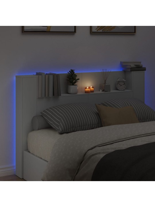 Galvūgalis-spintelė su LED, baltos spalvos, 160x16,5x103,5cm
