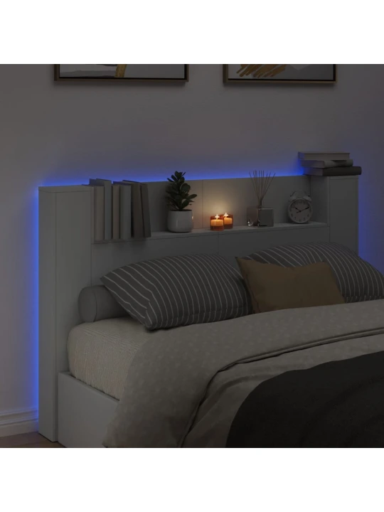 Galvūgalis-spintelė su LED, baltos spalvos, 160x16,5x103,5cm