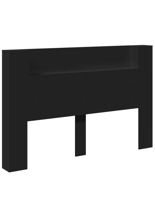 Galvūgalis-spintelė su LED, juodos spalvos, 160x16,5x103,5cm