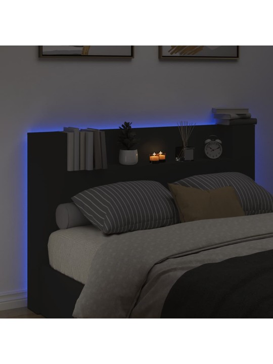 Galvūgalis-spintelė su LED, juodos spalvos, 160x16,5x103,5cm