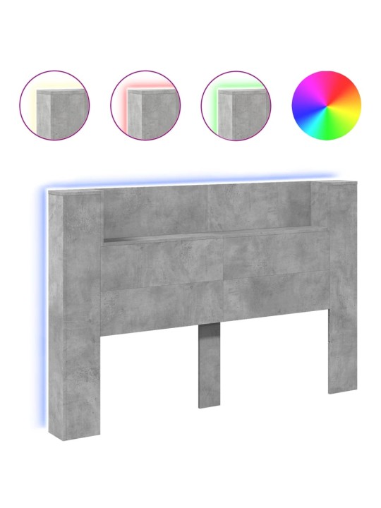 Galvūgalis-spintelė su LED, betono pilkas, 160x16,5x103,5cm