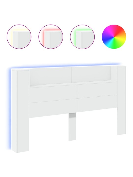 Galvūgalis-spintelė su LED, baltos spalvos, 180x16,5x103,5cm
