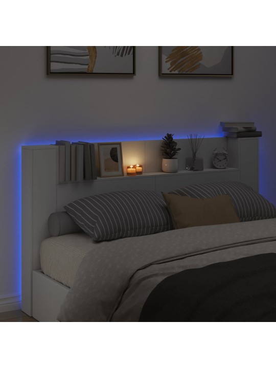 Galvūgalis-spintelė su LED, baltos spalvos, 180x16,5x103,5cm