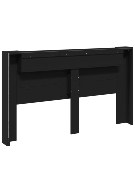 Galvūgalis-spintelė su LED, juodos spalvos, 180x16,5x103,5cm