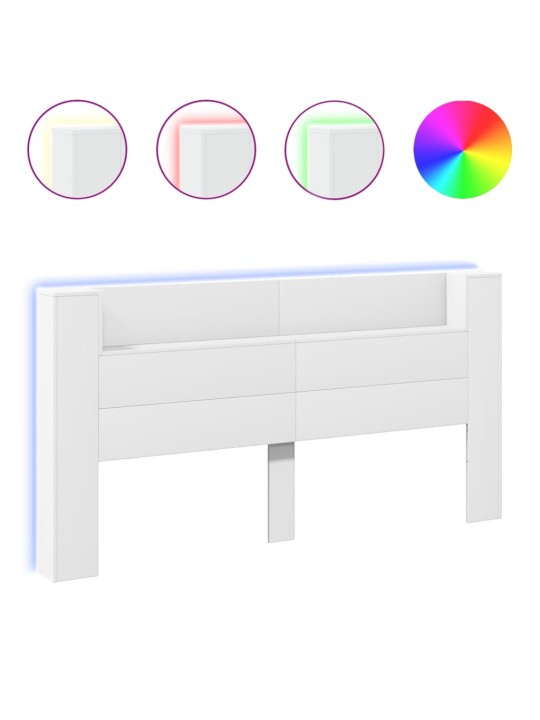 Galvūgalis-spintelė su LED, baltos spalvos, 200x16,5x103,5cm