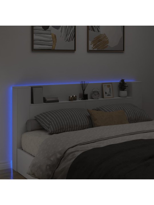 Galvūgalis-spintelė su LED, baltos spalvos, 200x16,5x103,5cm