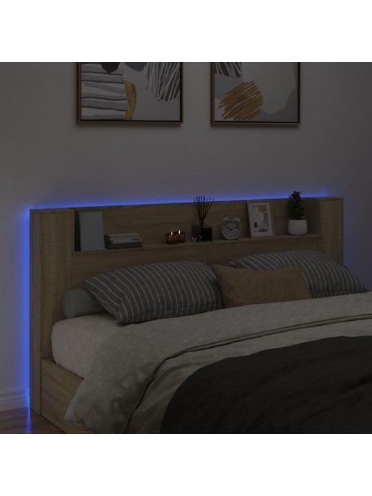Galvūgalis-spintelė su LED, ąžuolo spalvos, 200x16,5x103,5cm