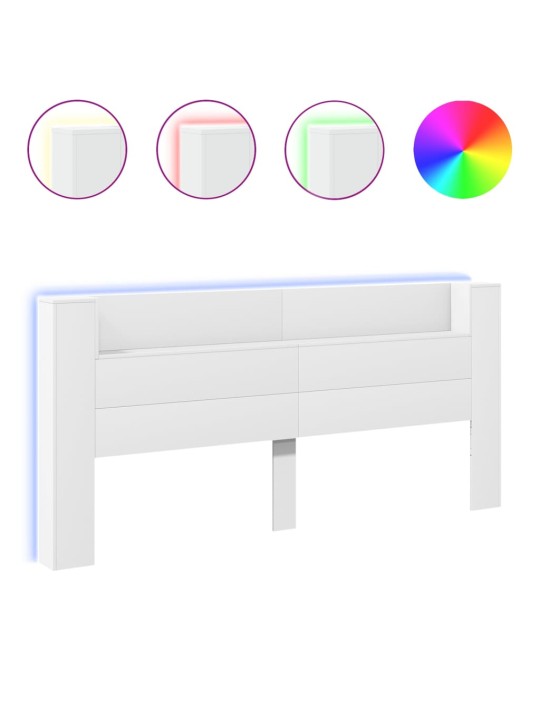 Galvūgalis-spintelė su LED, baltos spalvos, 220x16,5x103,5cm