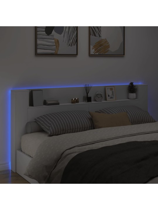 Galvūgalis-spintelė su LED, baltos spalvos, 220x16,5x103,5cm