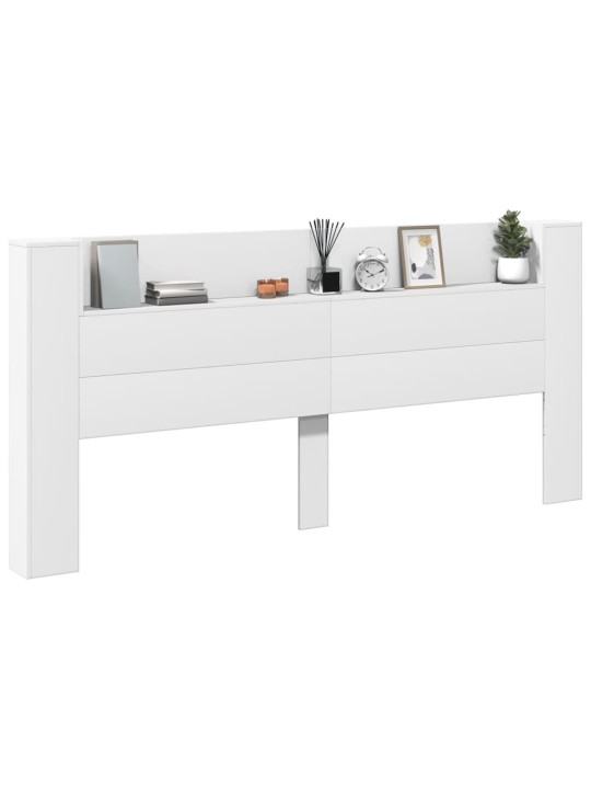 Galvūgalis-spintelė su LED, baltos spalvos, 220x16,5x103,5cm
