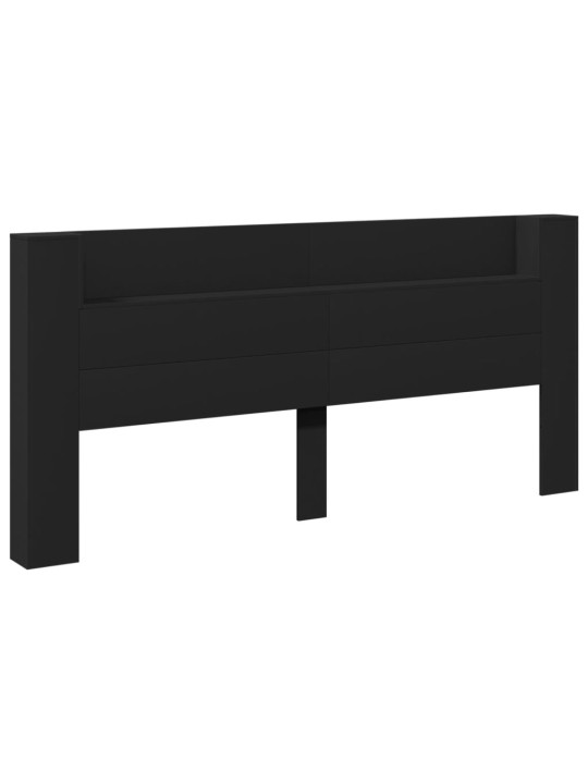 Galvūgalis-spintelė su LED, juodos spalvos, 220x16,5x103,5cm