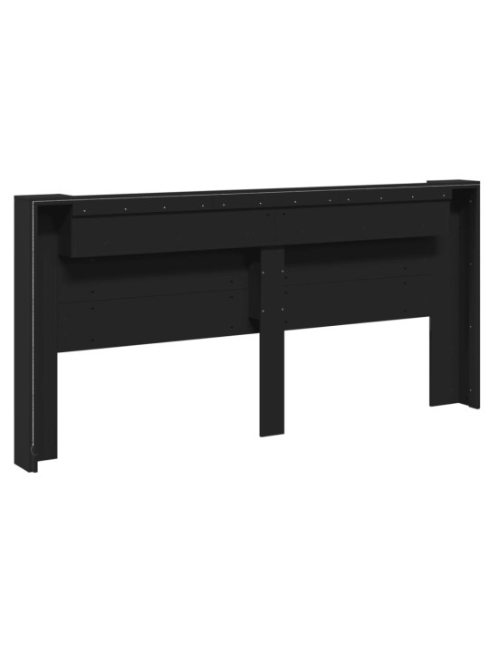 Galvūgalis-spintelė su LED, juodos spalvos, 220x16,5x103,5cm