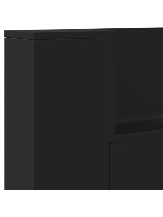 Galvūgalis-spintelė su LED, juodos spalvos, 220x16,5x103,5cm