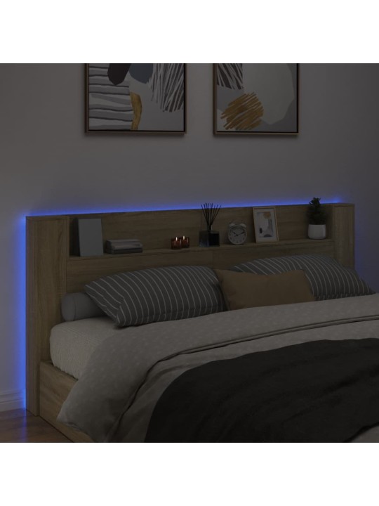 Galvūgalis-spintelė su LED, ąžuolo spalvos, 220x16,5x103,5cm