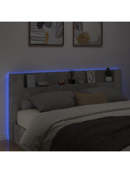 Galvūgalis-spintelė su LED, betono pilkas, 220x16,5x103,5cm