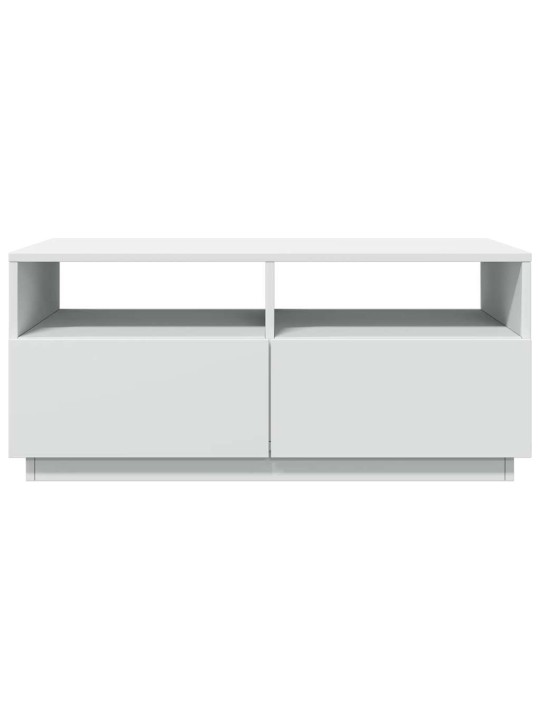 Kavos staliukas su LED lemputėmis, baltos spalvos, 90x49x40cm
