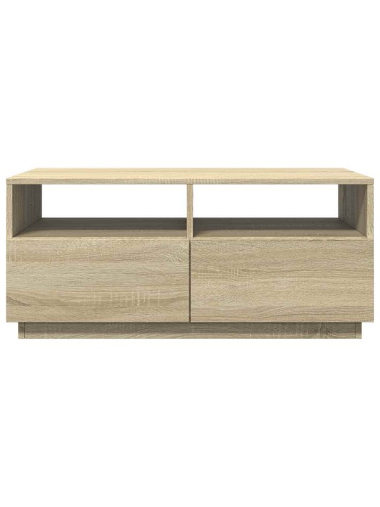 Kavos staliukas su LED lemputėmis, sonoma ąžuolo, 90x49x40cm