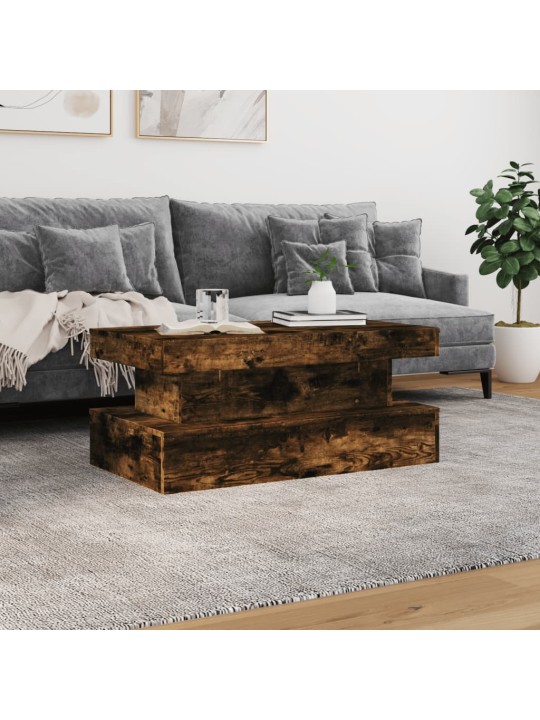 Kavos staliukas su LED lemputėmis, dūminis ąžuolo, 90x50x40cm