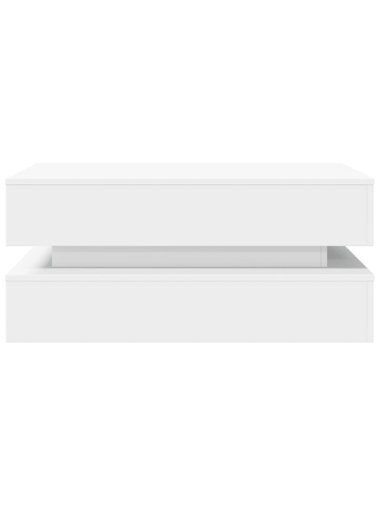 Kavos staliukas su LED lemputėmis, baltos spalvos, 90x50x40cm