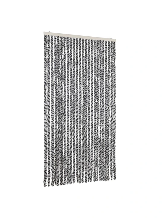 Užuolaida nuo musių, pilka/juoda/balta, 100x220cm, šenilis