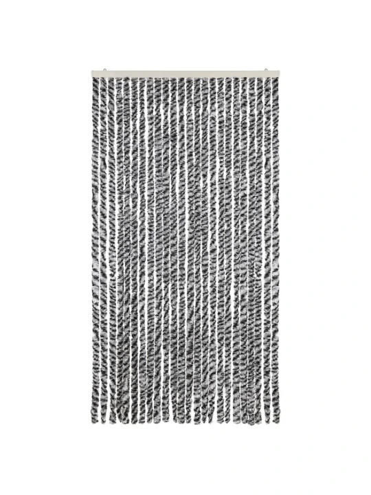 Užuolaida nuo musių, pilka/juoda/balta, 100x220cm, šenilis